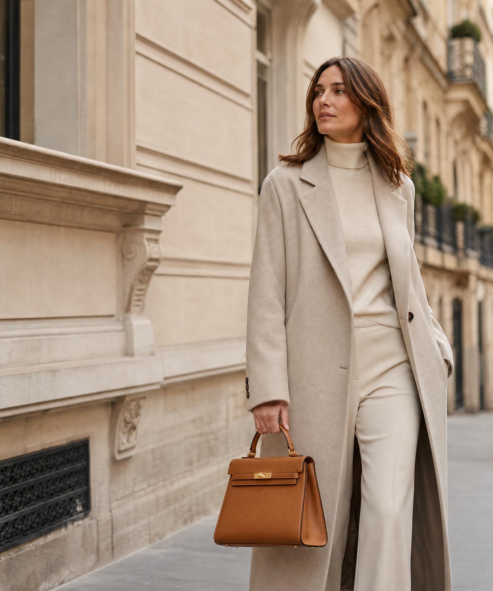 A modern woman walking with a SEIROO handbag